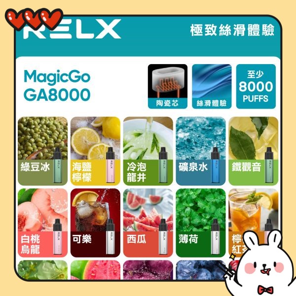RELX拋棄式 RELX GA 8000口拋棄式電子煙 RELX一次性電子煙 口